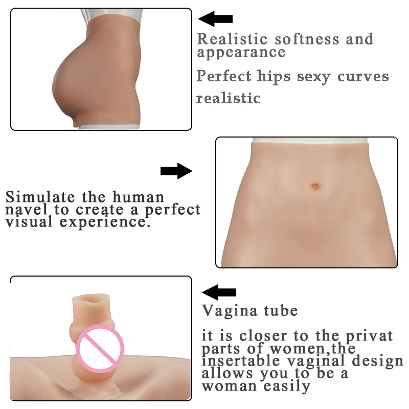 Silicone Fake Vagina Panty Thickened hip Shaping Pants Crossdresser Transgensers can be inserted