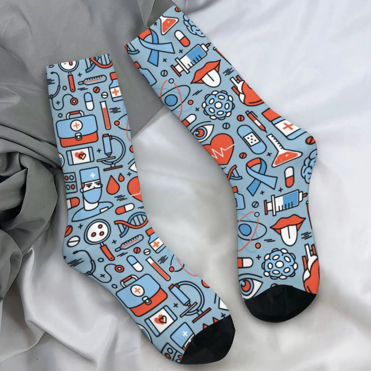 New Nurse Printed Socks Spring Medical Icons Device Stockings Funny Couple Soft Socks Printed Sports Anti Bacterial Socks