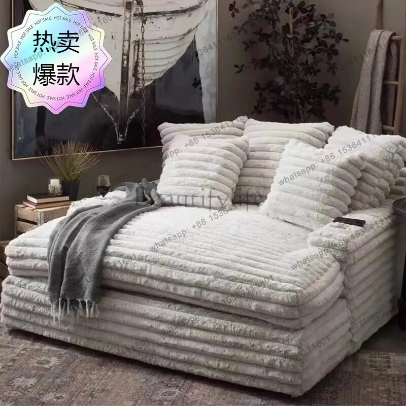 Factory Direct Sales Italian Lazy Wind Fabric Large Straight Row Sofa Small Unit Removable and Washable