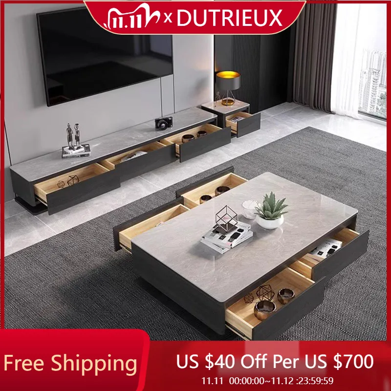 

Trendy Simple Coffee Table Storage Drawers Vintage Professional Room Decor Side Table Cute Large Size Meubles Room Decorations
