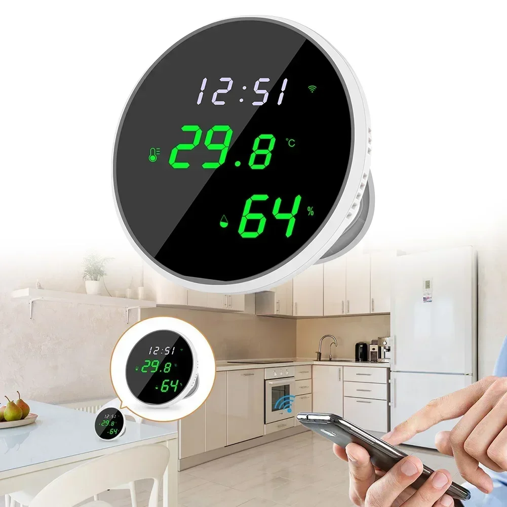 For Tuya WiFi Temperature Humidity Sensor DC5V/1A Smart Indoor Hygrometer Thermometer With LCD Display Backlight