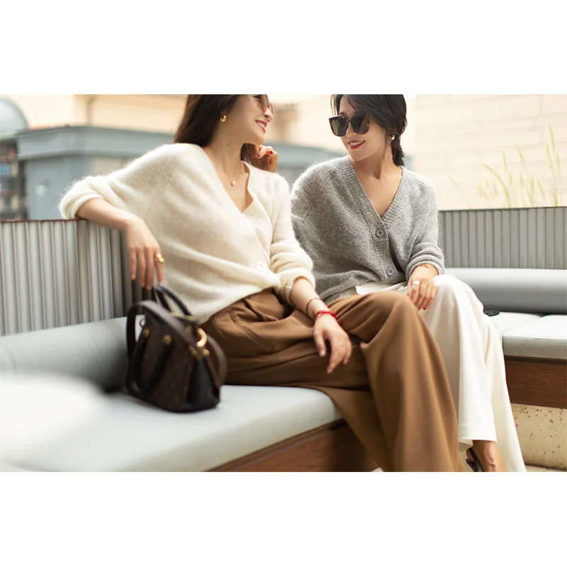 

Классический свободный вязаный свитер с круглым вырезом, с изображением слона и жирафа, простой женский топ для весеннего сезона