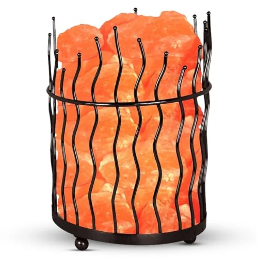 

Natural Himalayan Salt, Tall Round Metal Basket lamp with Dimmer Switch 8-10 lbs