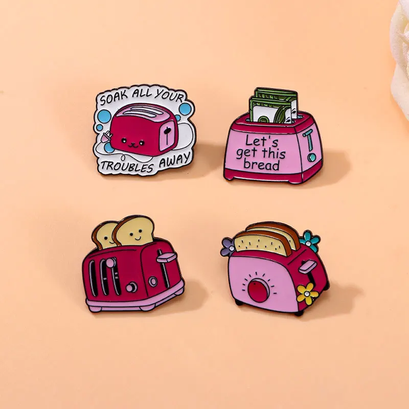 Cartoon Bread Machine Shaped Alloy Enamel Brooch Pin Badge for DIY Clothes Bags Shoes Hat Scarf Tshirt Jeans Decor