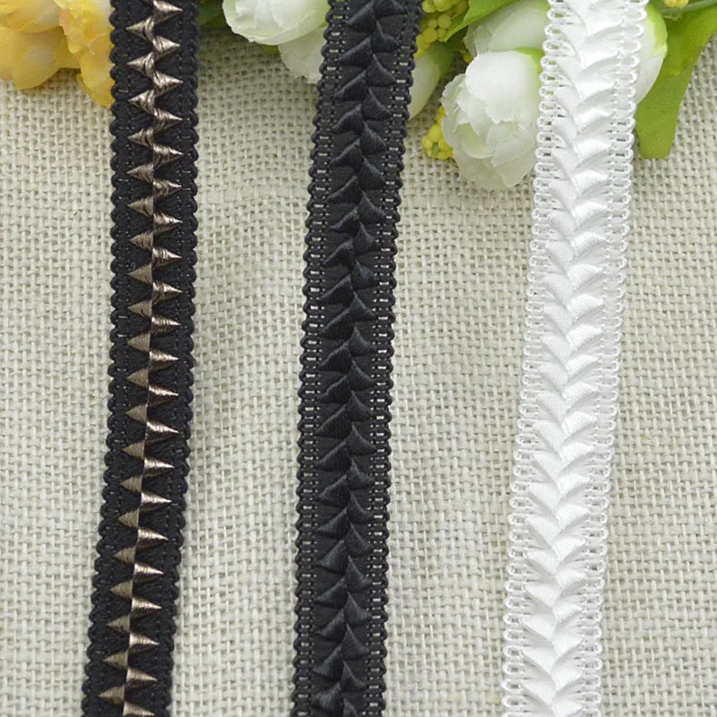 5m/16.4ft each pack Clothing Accessories lace trim Black White Curve Sewing Fabric Dress HandMade DIY crafts webbing decoration