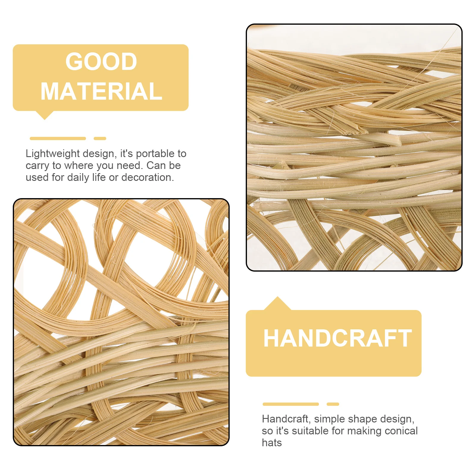 

6Pcs Bamboo Farmer Hat Inner Loop Rice Hat DIY Inner Holder Lightweight Durable Accessory Heawear Inside Ring