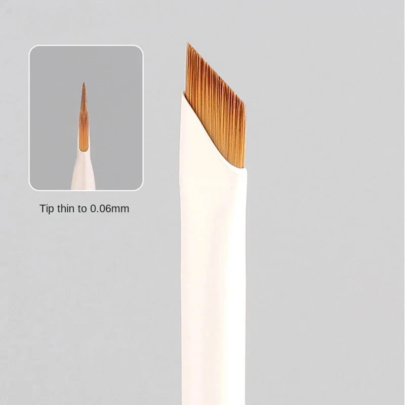 Pennello per eyeliner con lama di aggiornamento Pennello per sopracciglia piatto ultra sottile ad angolo fine sotto i pennelli per trucco degli occhi Pennello per dettagli precisi bianco