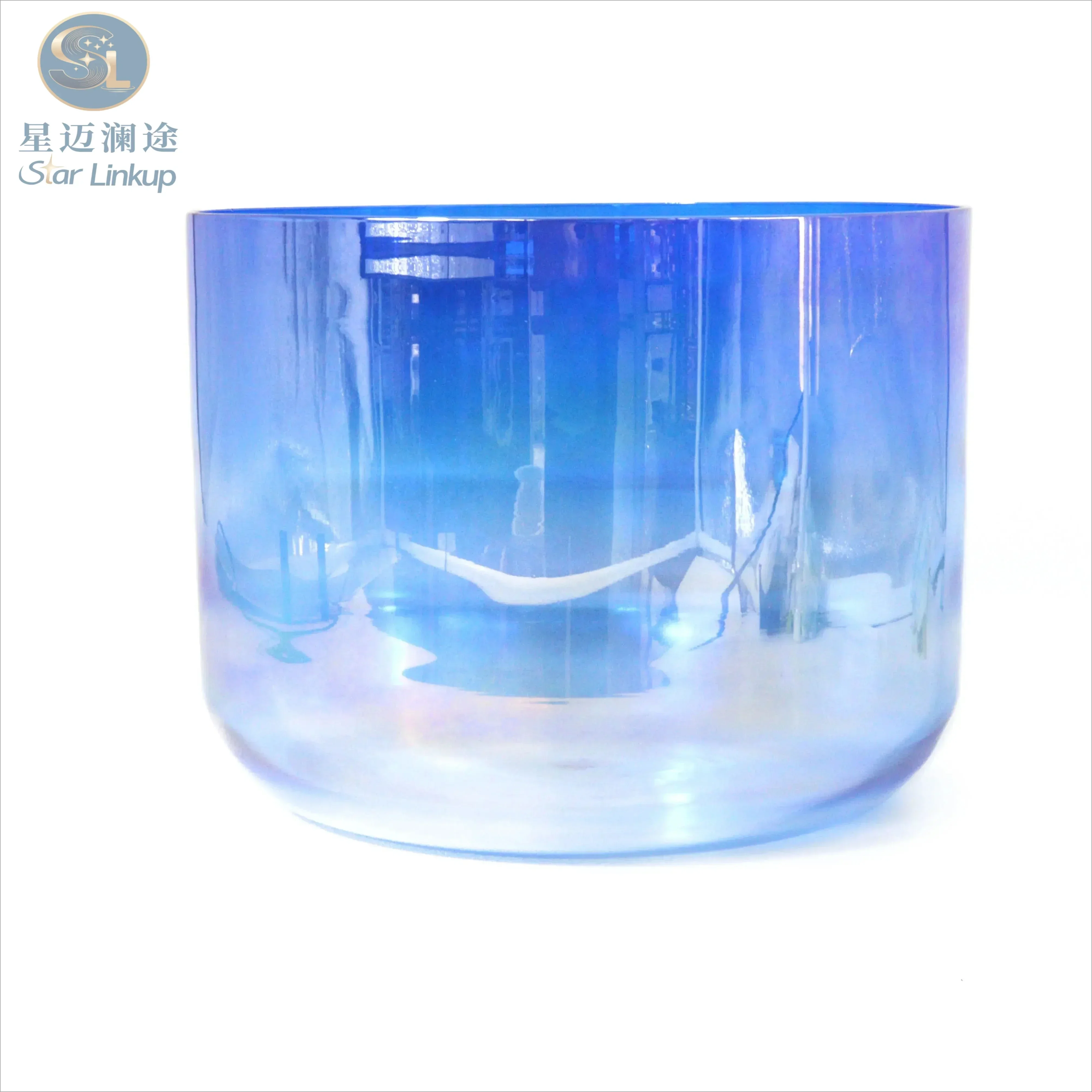 Star Linkup CrystalSoul Alchemy Top Gradient Blue Aura Iridescent High Gloss Electroplated Quartz Crystal Singing Bowl Sound Vibration Instrument for Yoga Sound Bath Meditation Throat Chakra Balancing Stress Relief