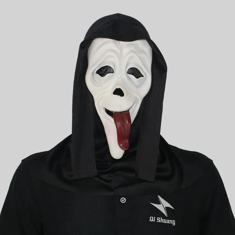 Maska Krzyk Czerwony Język Nakrycie Głowy Bal Maskowy Straszny Duch Twarz Nakrycie Głowy Impreza Halloweenowa Rekwizyty do Parodii