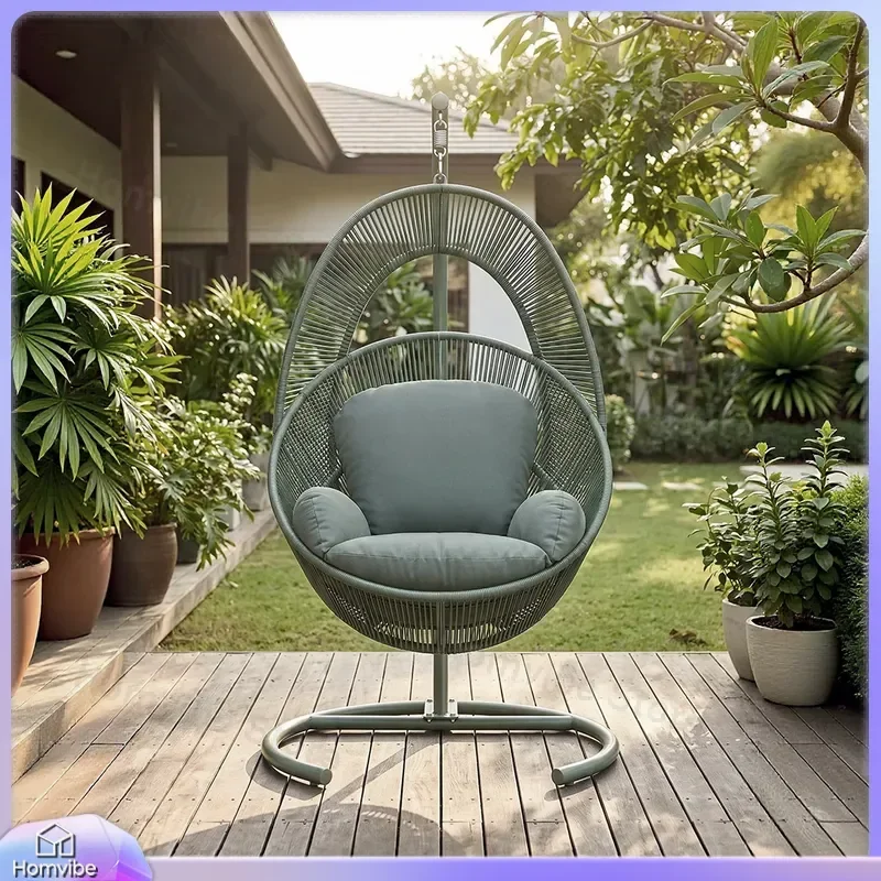 White Outdoor Hanging Chair Bird Nest Swing Thickened Cushion Waterproof Sunscreen Patio Balcony Garden Furniture Home