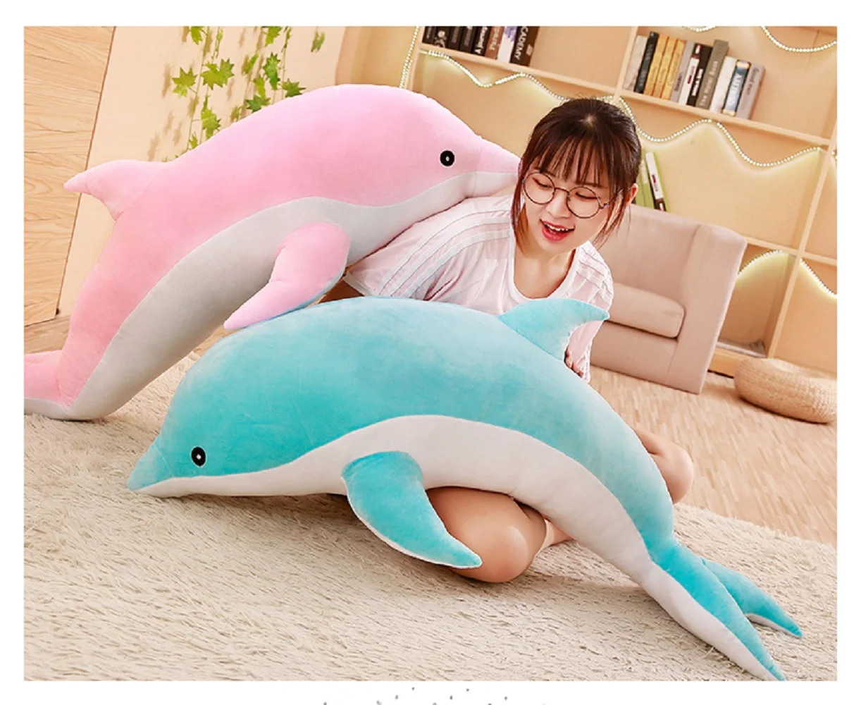 lovely cartoon dolphin plush toy soft doll throw pillow hug sleeping pilow birthday gift s2666