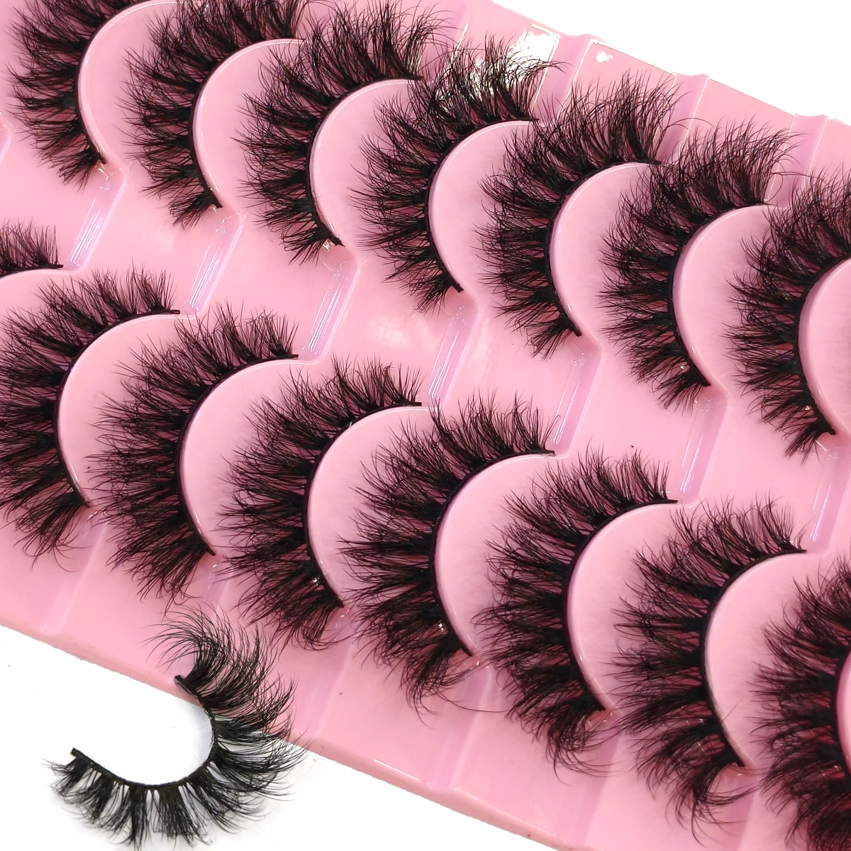 10 Paia di Ciglia Finte Miste in Visone, Ciglia Finte Drammatiche e Voluminose, Ciglia Finte Naturali Lunghe in Visone Sintetico, Aspetto di Extension, Faux Cils