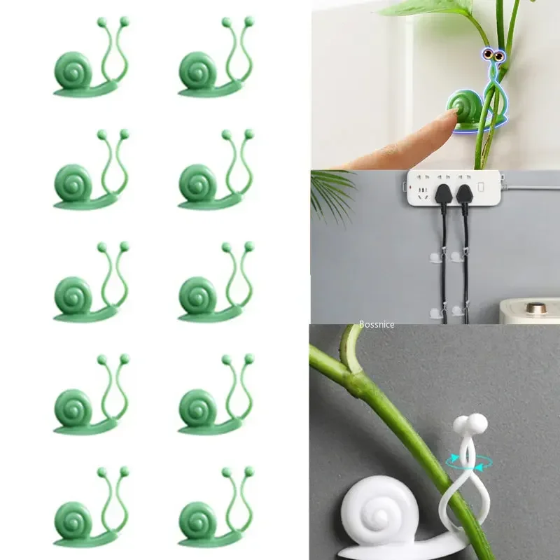 10Pcs Green Plant Climbing Wall Fixer Indoor Vine Plant Wall Hook Fixing Clip Seamless Paste Buckle Plant Supports