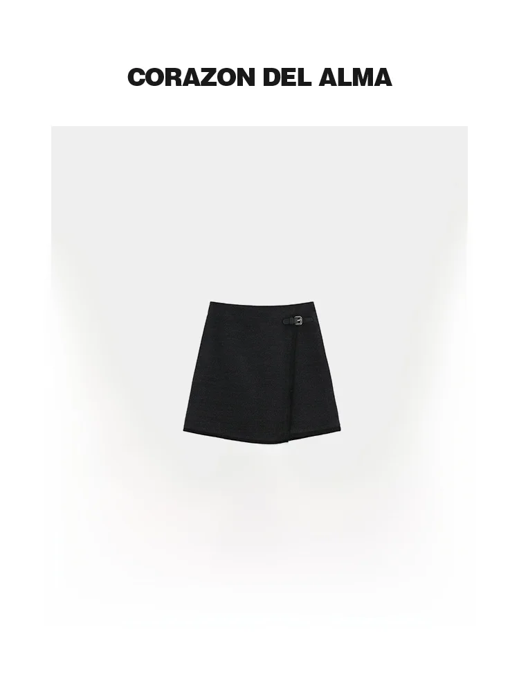 

Tal High Waist A-Line Skirt Wool Blend Knitted Warm Commute Sle Belted f-length Polyester Fiber Viscose Fiber Skirt