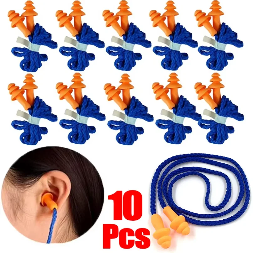 1/5/10pcs Soft Silicone Corded Ear Plug Protector Reusable Hearing Protection Anti-noise Sleep Aid Comfortable Silicone Earplugs