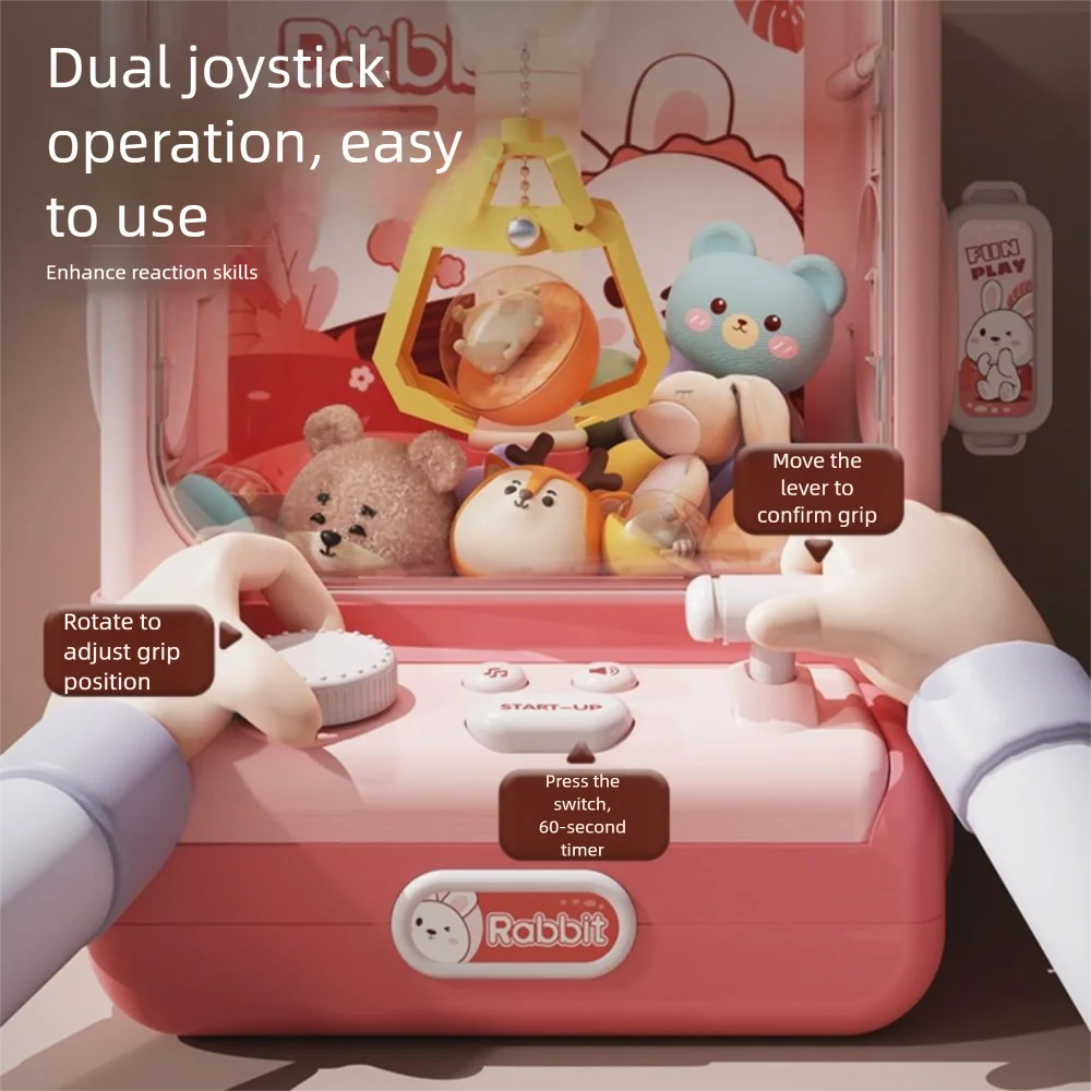 

Cartoon Animals Design Mini Clip Doll Machine Electronic Music DIY Doll Machine for Kids Multi-functional Strong Grip