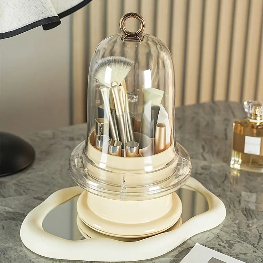 

Rotatable 360° Rotating Brushes Holder Transparent Large Capacity Cosmetic Storage Box with Clear Lid Dustproof