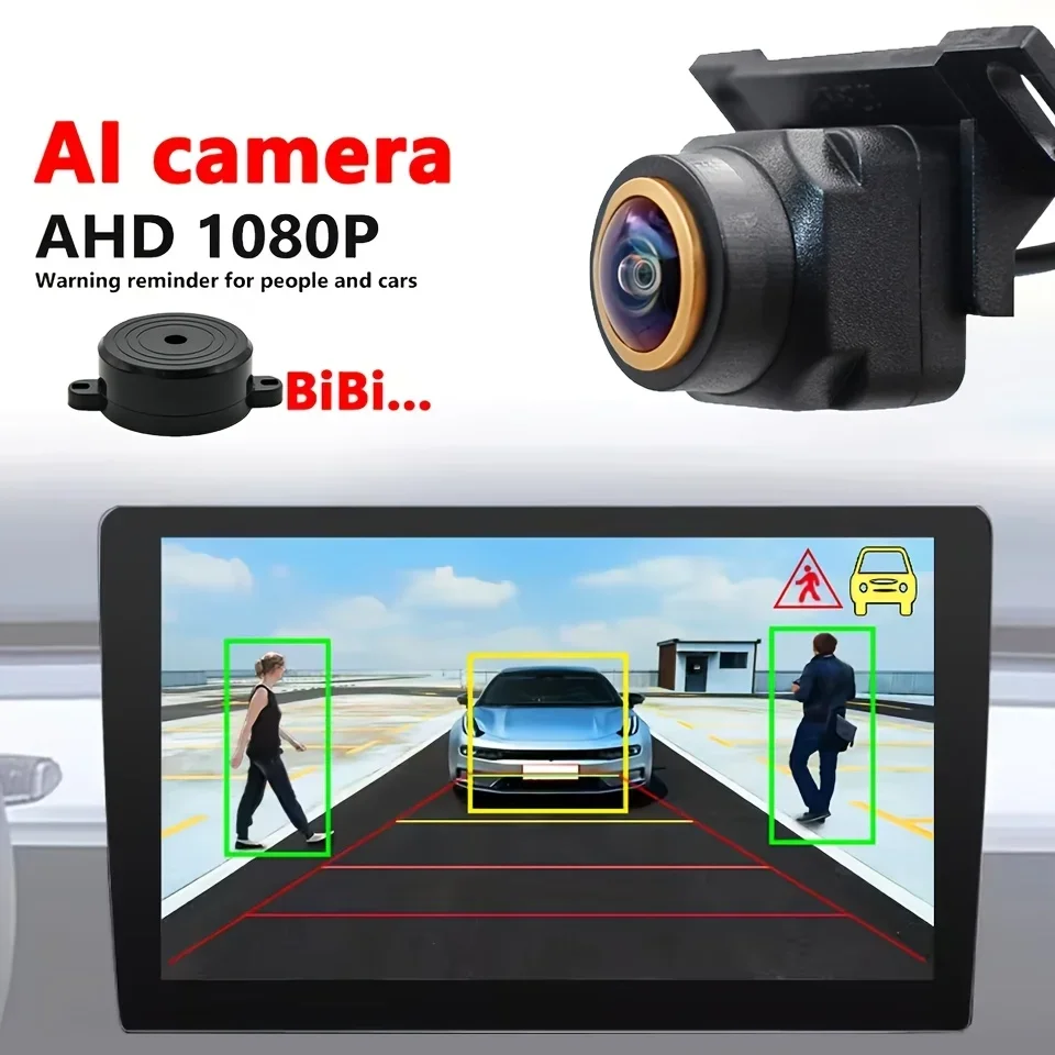 

Bileeko AI Smart Car Backup Rear View Camera - 1080P AHD Fisheye Lens Motion Detection Alarm Warning Parking Assistance