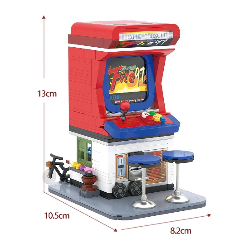 Kreatywny model budynku budki telefonicznej, klocki konstrukcyjne, gra, widok ulicy, model architektoniczny, zabawka do składania, prezent dla dziecka, dziewczynki, dorosłego.