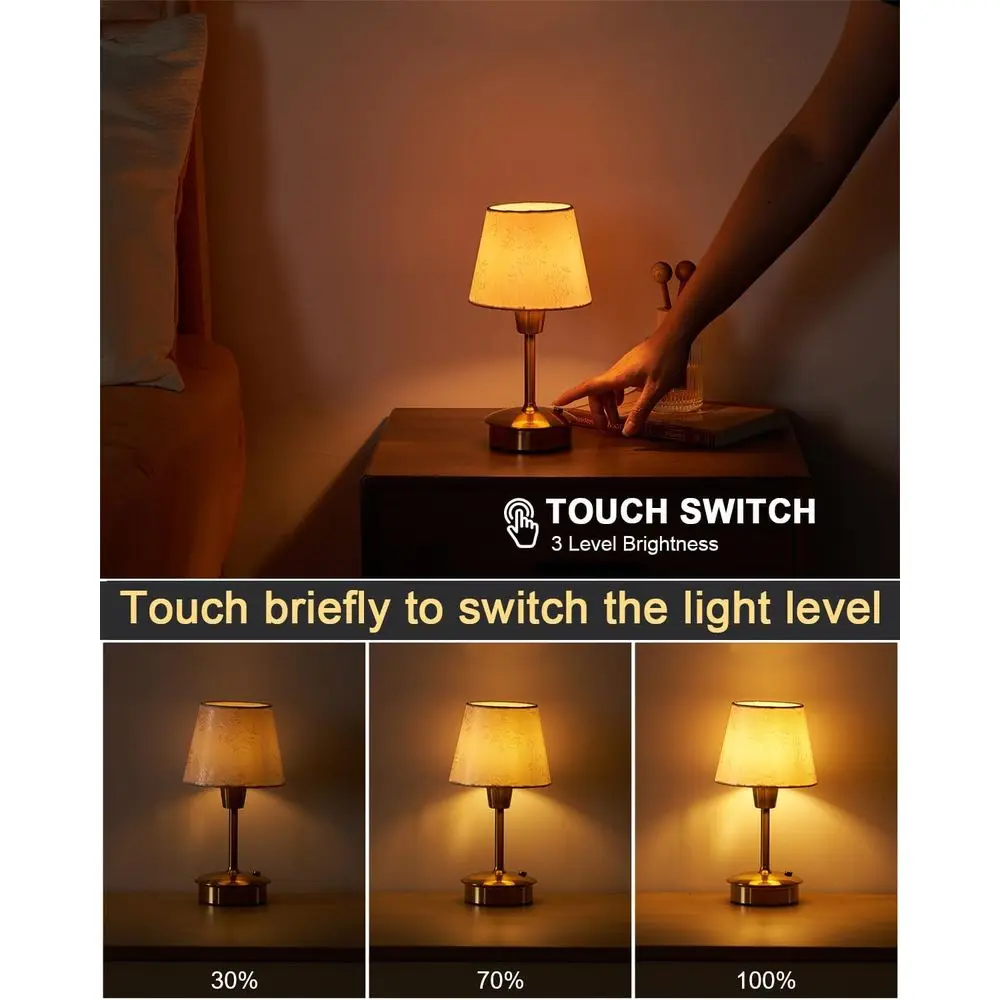 مصابيح طاولة لاسلكية، عبوتان، بطارية 5200 مللي أمبير في الساعة، قابلة للتعتيم باللمس، ضوء ليلي محمول لتناول الطعام، بجانب السرير، للاستخدام الخارجي