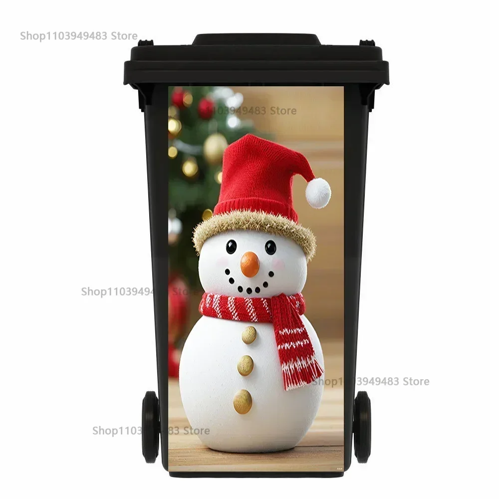 Cute Christmas Elements Self-adhesive PVC Waterproof Dustbin Stickers for Art Mural Recycling Eco-friendly Trash Can Sticker