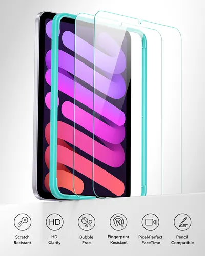 Imagen 2 del producto Protector de pantalla ESR para iPad 11/10(2025/2022) Pro 11/12.9 (2018-2022) Película de vidrio templado con marco para Mini 7/6 Air 5/4