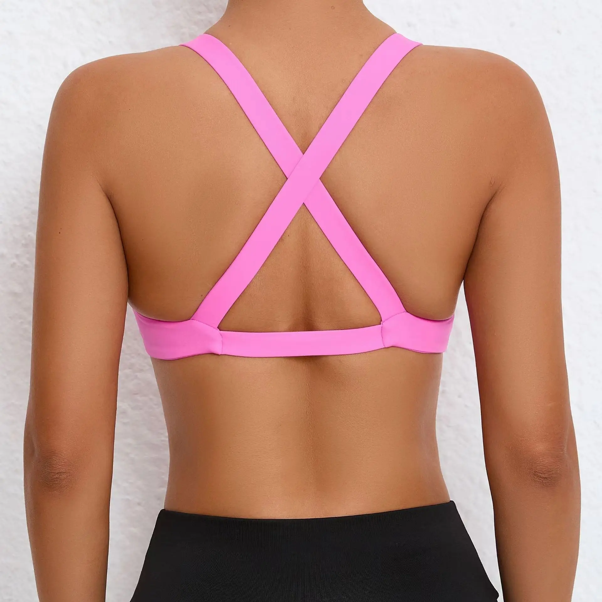 

Women Sports Underwear Tight Gym Workout Crop Top Yoga Vest Shockproof With Chest Pad High Strength Fitness Clothing Sports Bra