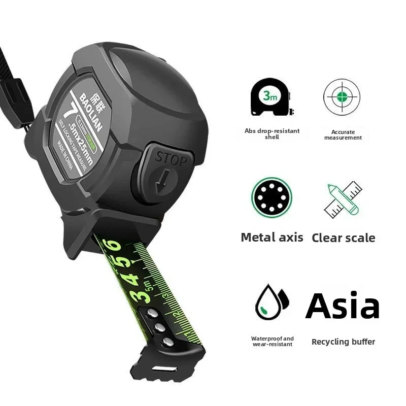 Self-locking Widened Thickened Fluorescent Steel Tape Measure High-precision Laser Ruler A Must-have Household Measuring Tool