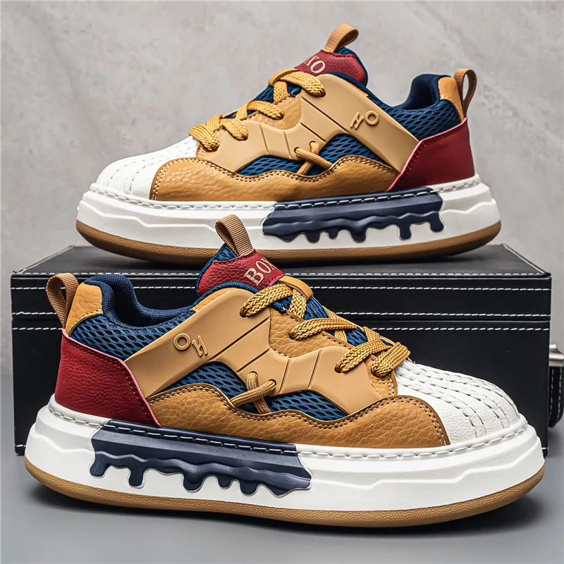 

Men's shoes 2026 summer high-end men's thick soled non slip, wear-resistant, breathable sports and leisure board shoes