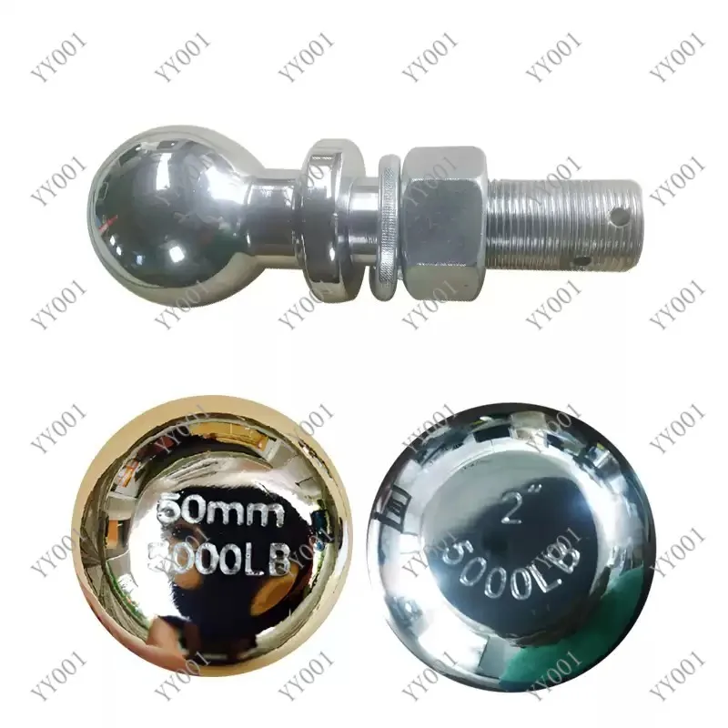 2 Inch 50.8mm Trailer Hitch Ball 77mm M25 Threaded Shank with Pin Hole for Bike Rack
