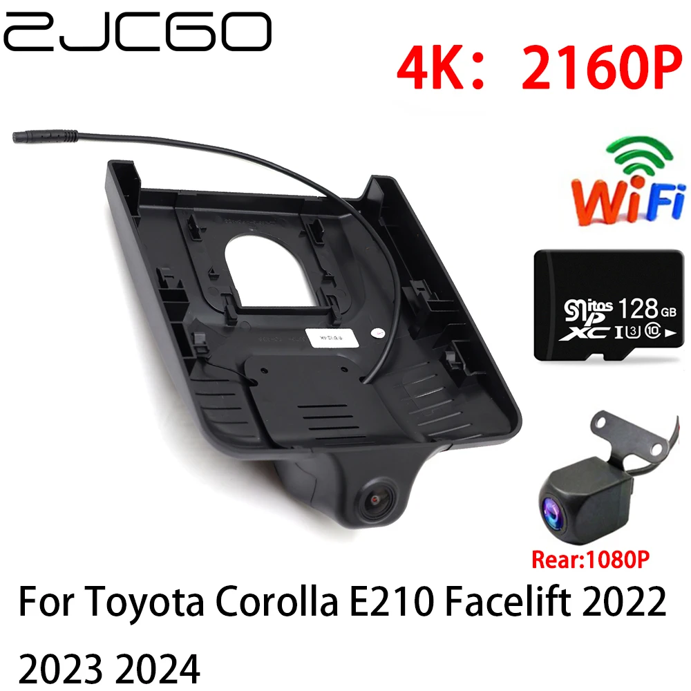 ZJCGO 2K 4K Car DVR Dash Cam Wifi Front Rear Camera 2 Lens 24h Parking for Toyota Corolla E210 Facelift 2022 2023 2024