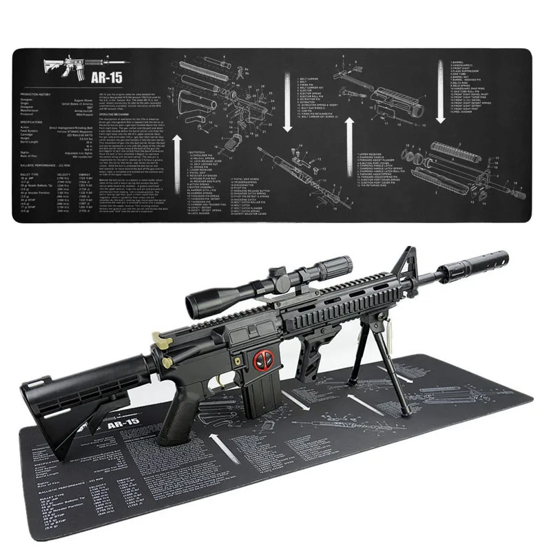 

AR15 AK47 Gun Cleaning Rubber Mat with Parts Diagram Instructions Mouse Pad for Glock Smith Colt 1911 Beretta 92 Sig Sauer P320