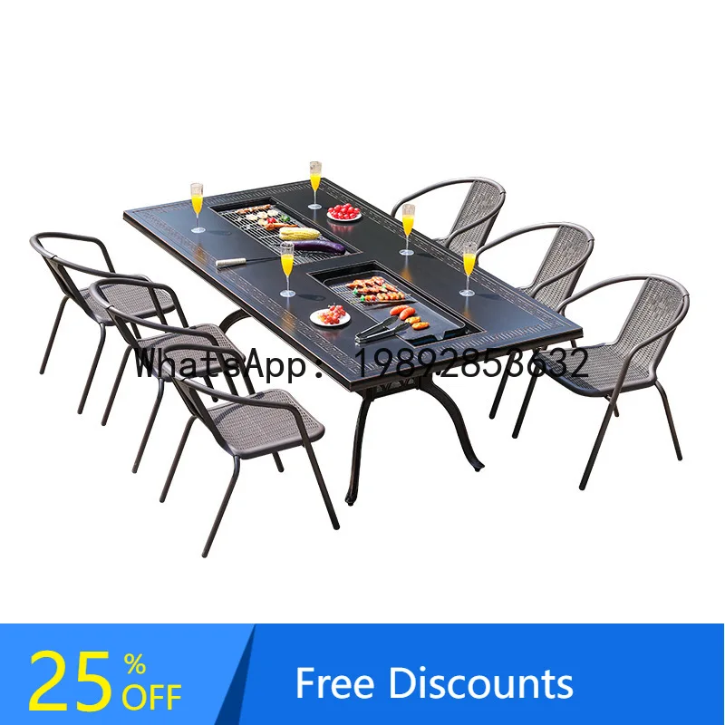 Mid-Autumn Festival BBQ Party  Courtyard Villa Electric Grill Carbon Commercial Street Cast Aluminum Table Combination