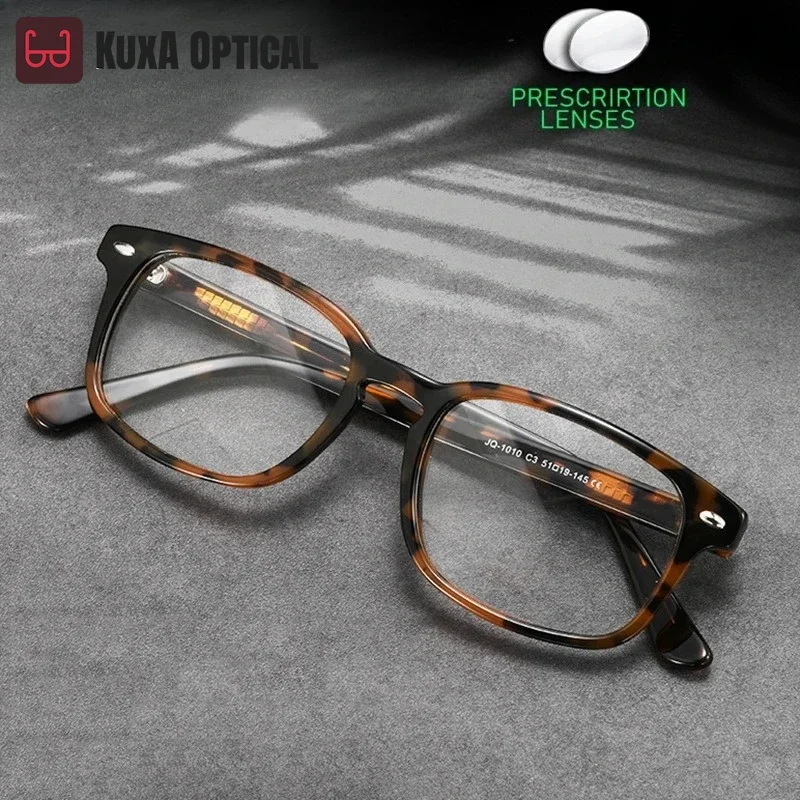 

KUXA Rivet Design Fashion Acetate Square Men Women Eyeglasses Prescription Glasses Myopia Hyperopia Progressive Lenses Reading