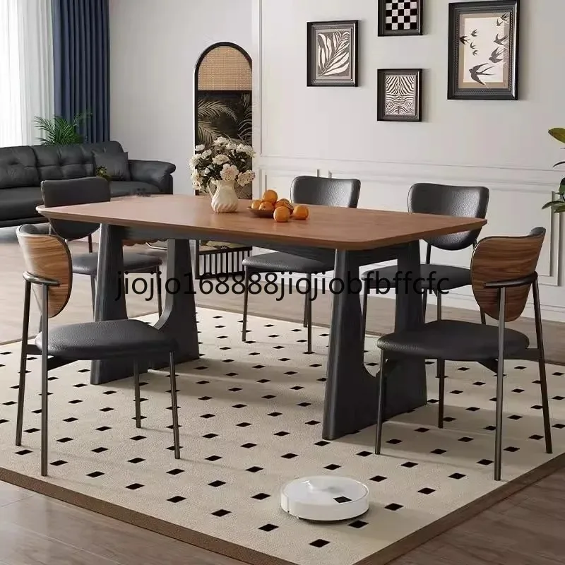 Suitable for Medieval style all solid wood dining table and chair combination household Nordic retro style ash wood grain dining