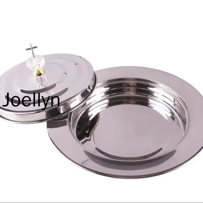 

Stainless Steel Communion Bread Plate Cover Set Church Holy Worship Christian Sacsee Art and Design Products