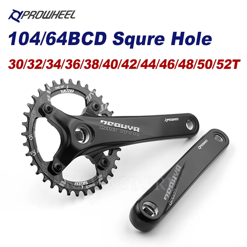 Prowheel Bicycle Crank Sprocket 104BCD MTB Bike Square Hole 170mm 175mm Crankset 32T 34T 36T 38T 40T 42T Narrow Wide Sprockets