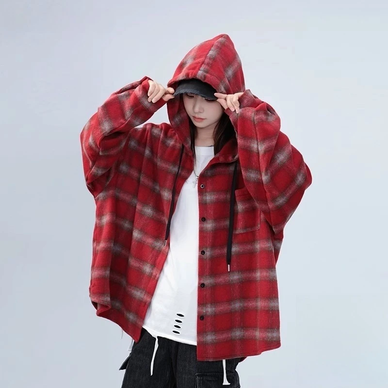 

New Autumn Plaid Shirt Jacket Loose Casual Hoodie for Men and Women 2025 Trendy Tops Women Clothing