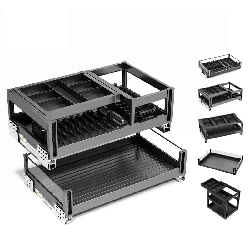 

Pull-out basket Kitchen drawer type dish%0.6rack combination Pull-out basket Oil bottle Seasoning storage basket