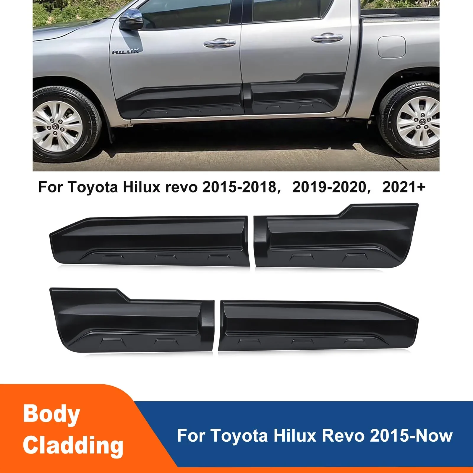 

Body Cladding Side Guard Matte Black For Toyota Hilux 2015 2016 2017 2018 2019 2020 2021 2022 2023+ 4X4 Car Styling Accessories