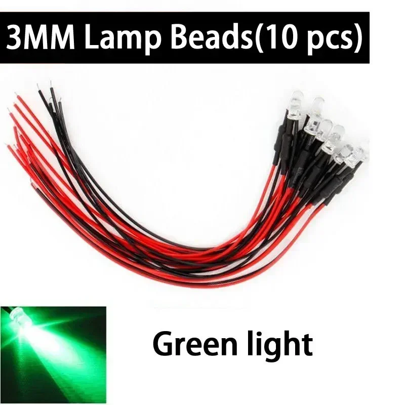 10szt 3/5mm 3V-12V RC Model Truck LED Light Beads Nocne reflektory do 1/10 RC Crawler Trxs TRX4 G63 AXIAL SCX10 D90 D110