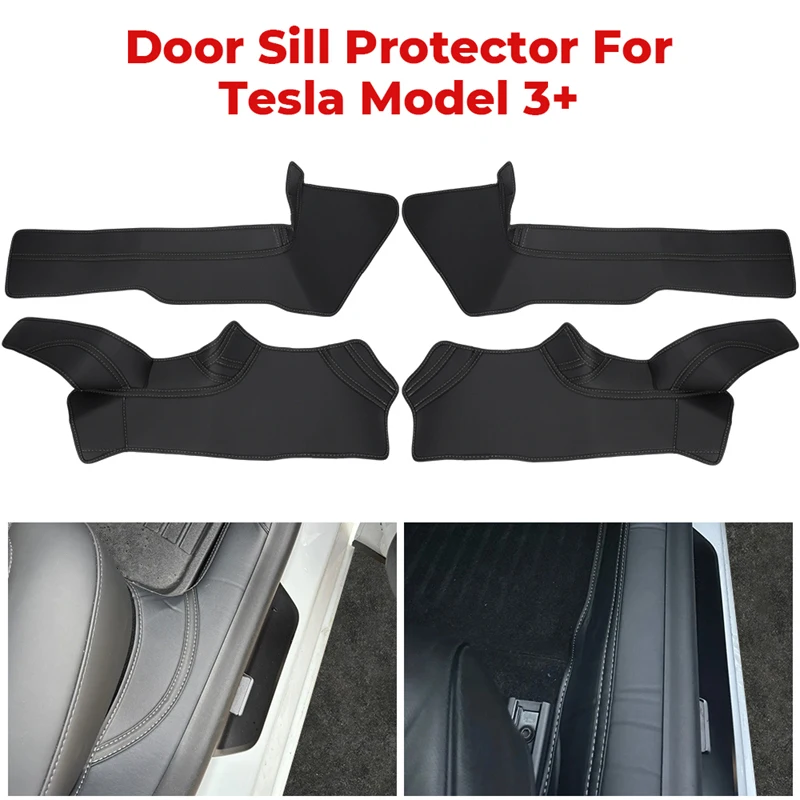 Anti-kick Pad Protective For Tesla Model 3 Highland 2024 Front Rear Door Sill Pad Door Welcome Pedal Threshold Protectors Strip