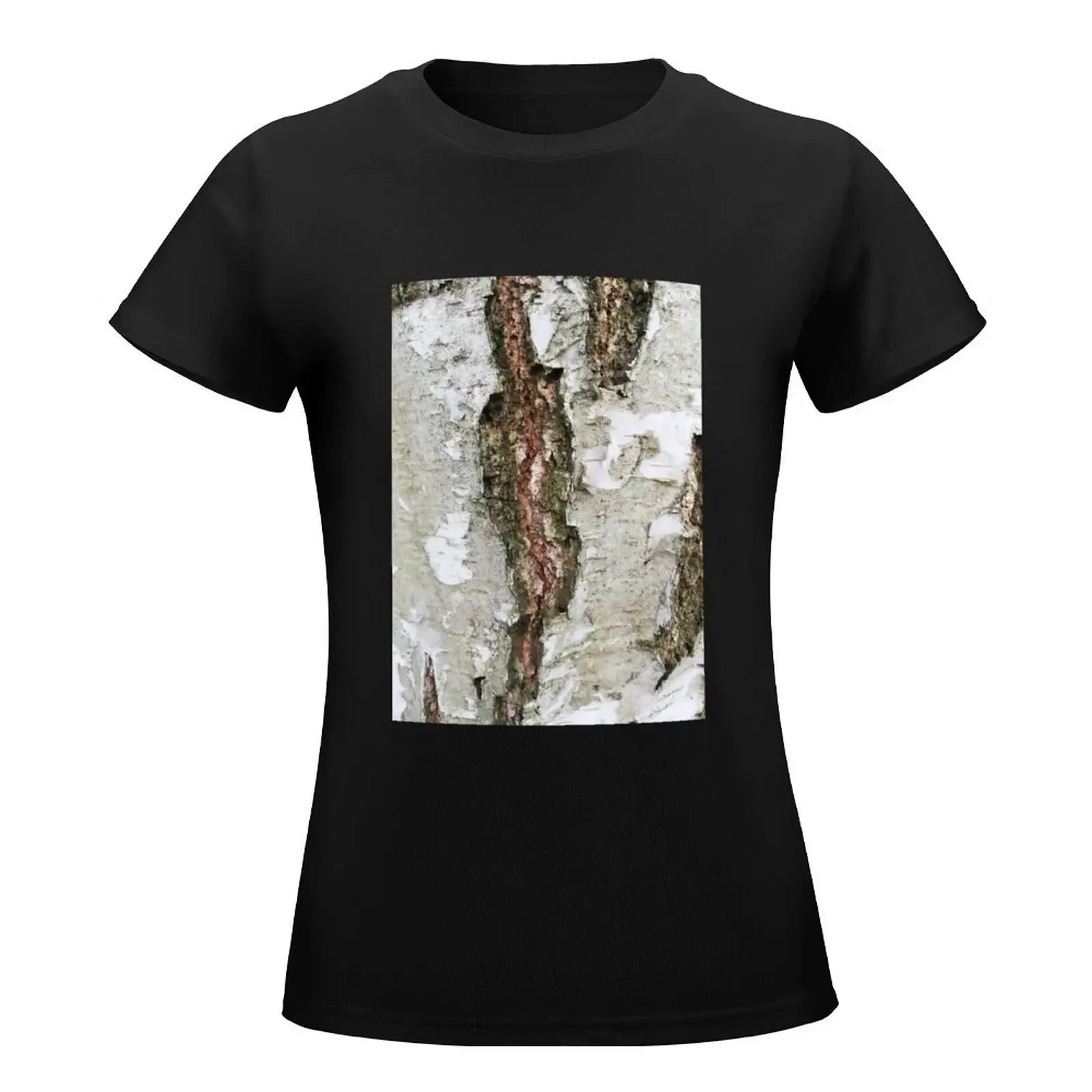 Birch bark T-Shirt oversized Short sleeve tee Female clothing Women t shirt