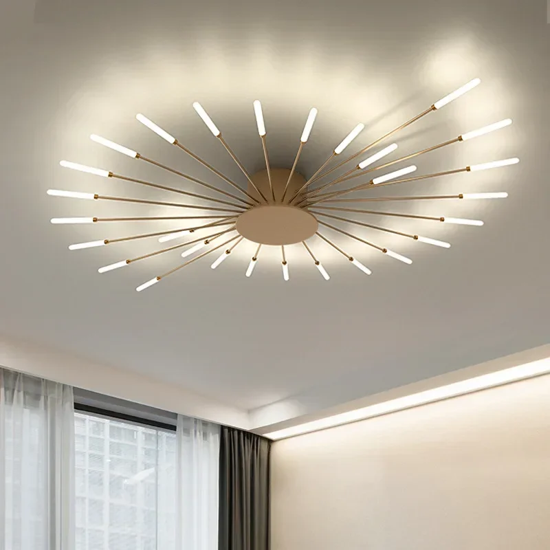 Nordic LED Ceiling Light Premium Quality Golden Fireworks Full Star Ceiling Lights Living Room Decor Fixture Dining Room Bedroom