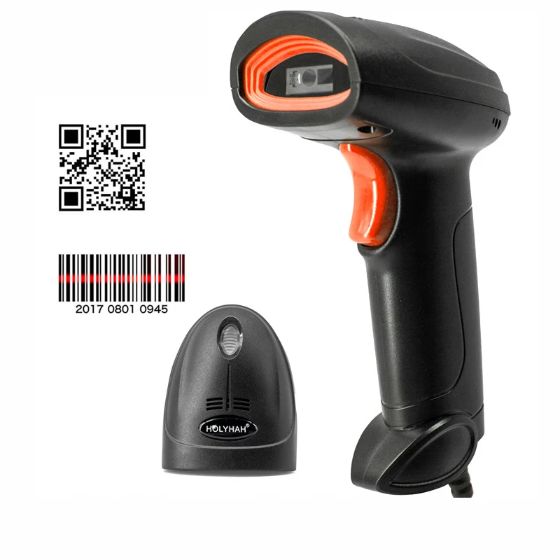 

Лидер продаж, дешевые портативные 2,4G беспроводные + USB проводной считыватель штрих-кодов, портативные 1D Liser 2D сканеры для книжного магазина супермаркета