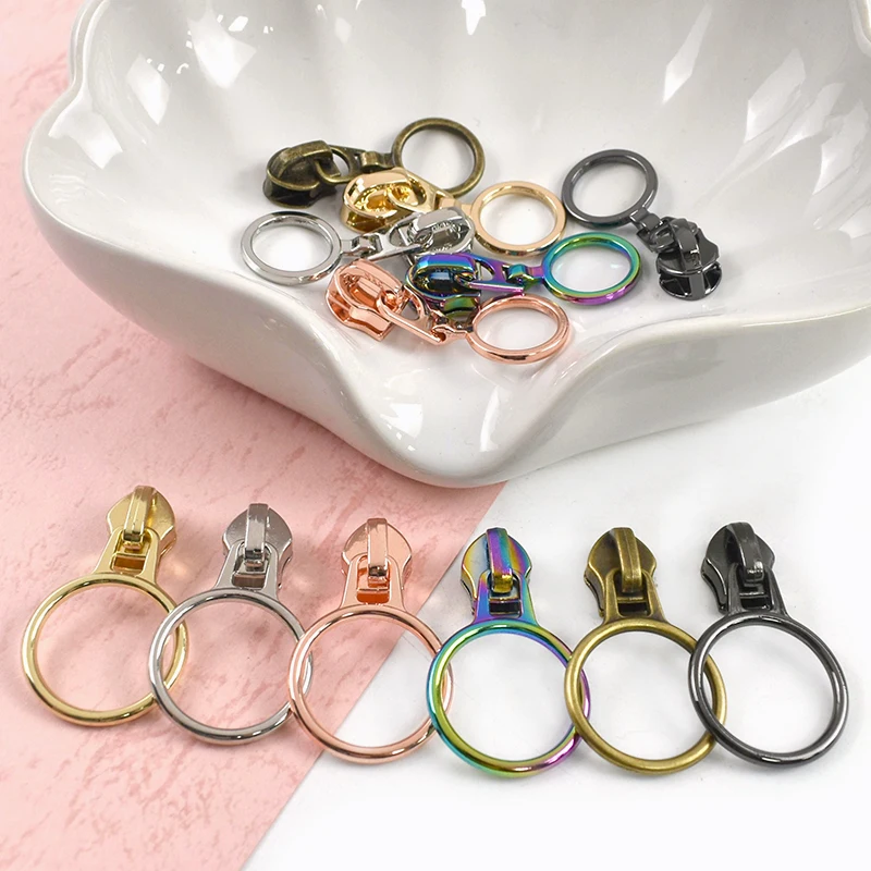 

5/10/20Pcs 5# Nylon Zipper Sliders O Ring Puller for Jacket Closure Zip Head Bag Decor Zippers Repair Kit DIY Sewing Accessories