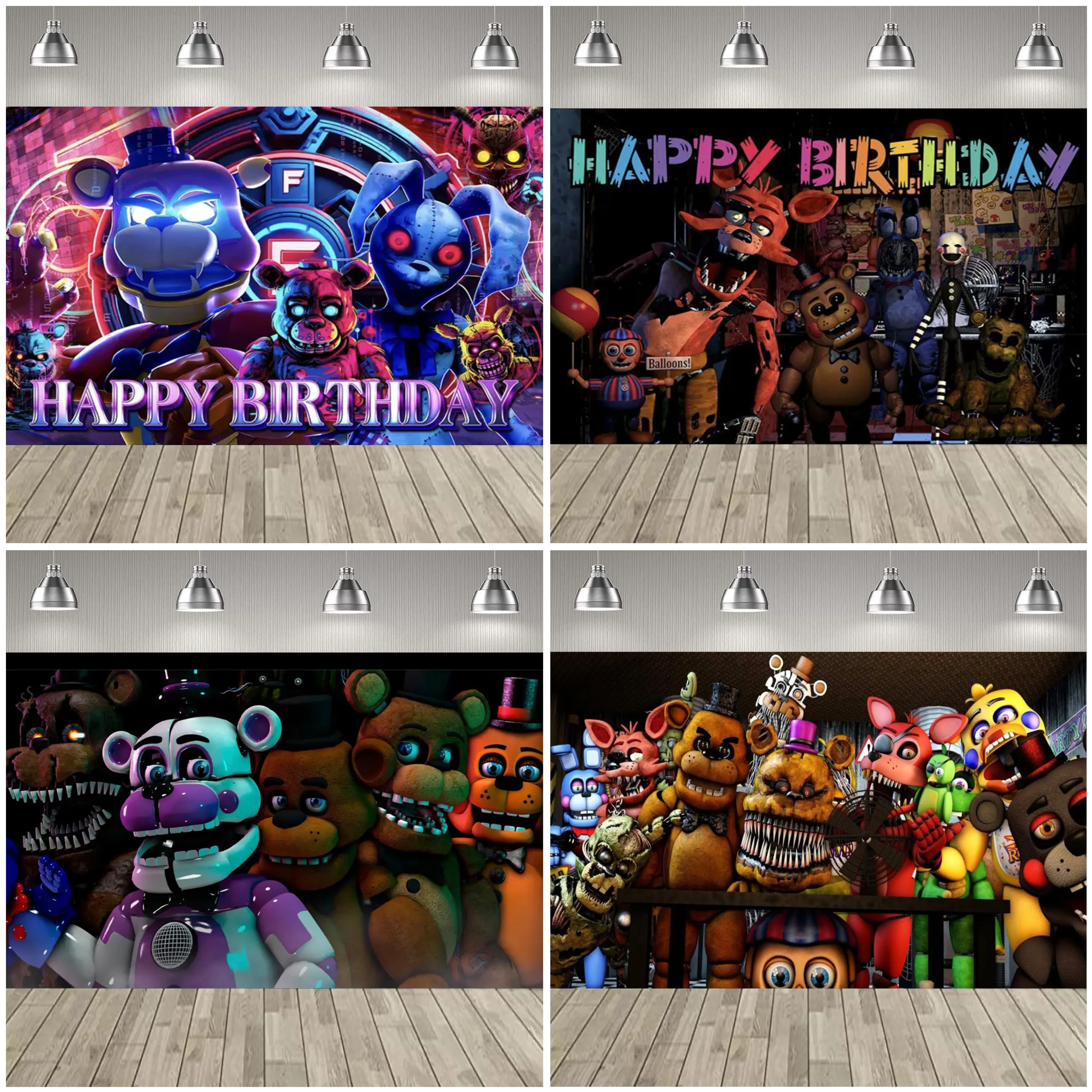 Cartoon Horror Bär Party Dekoration Hintergrund FiveNights Thema Geburtstag Party Liefert Raum Dekoration Banner Poster Geschenk