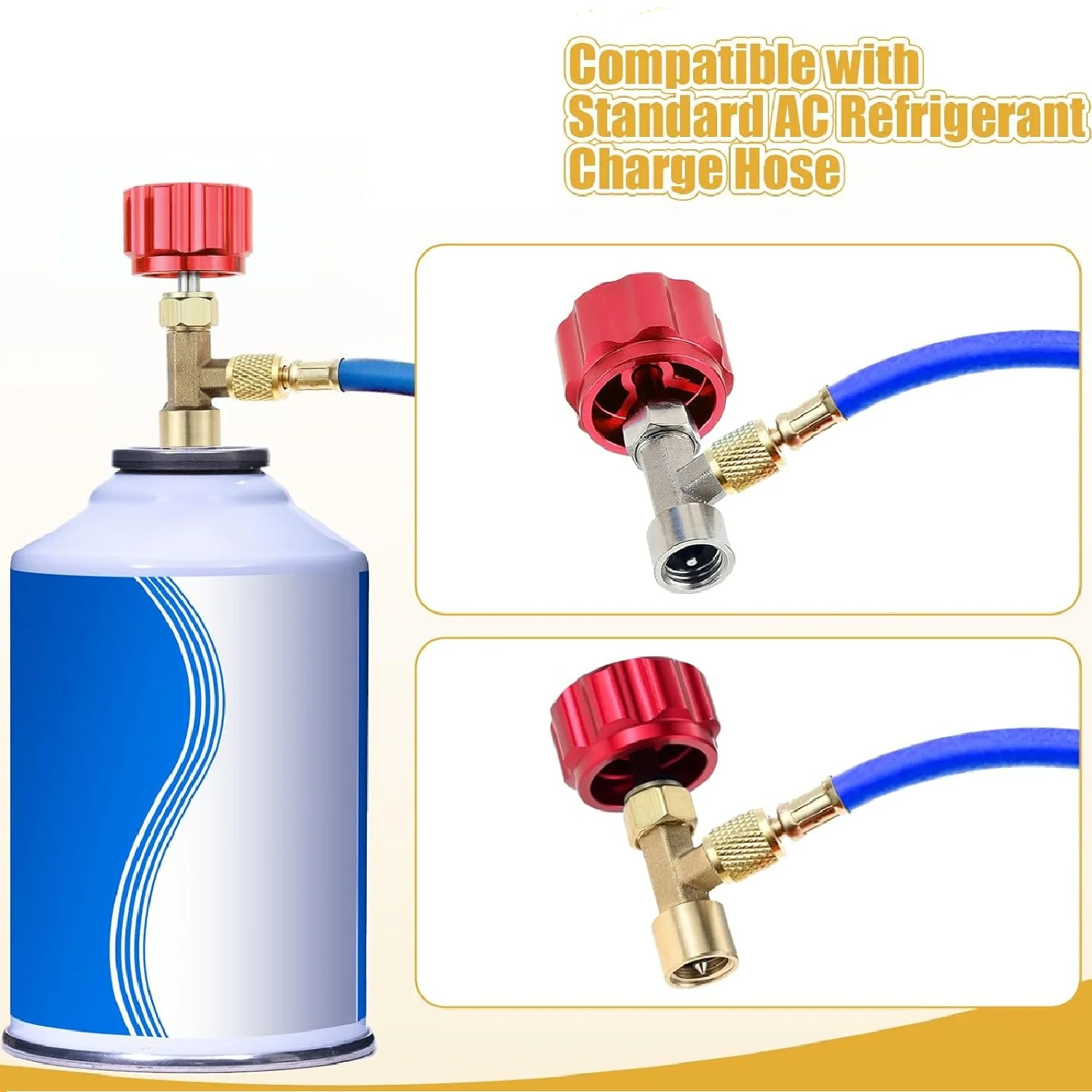 R12 R22 AC Refrigerant Recharge Hose with Gauge and BPV31 Bullet Piercing Tap Valve,Can Tap,R134a R1234yf Low Side Quick Coupler