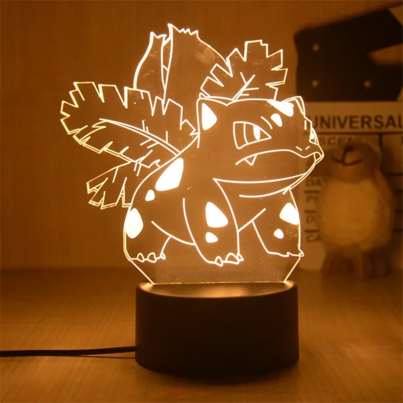 Lampka nocna 3D Pokemon Pikachu Lampka nocna Świecące zabawki dla dzieci Pokemon Figurki anime Dekoracja sypialni Xmas Zabawki dla dzieci Prezent