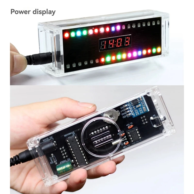 WFF DC 5V Colorful LED Sound Control Spectrum Rhythm Light Module Digital Clock Electronic DIY Welding Practice Kit